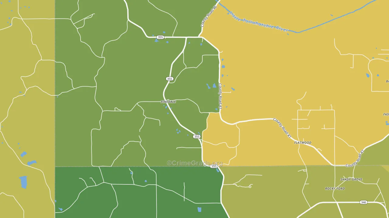 Pinedale, MS Map of Burglary Rates