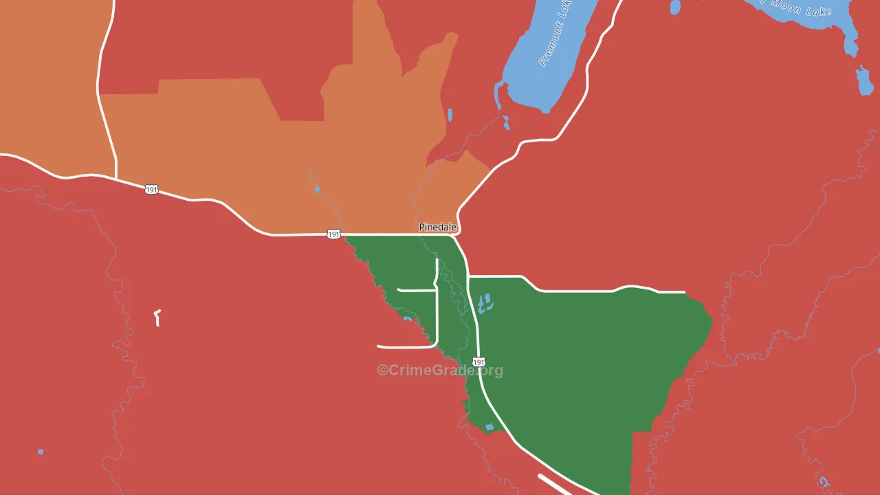 Pinedale, WY Map of Burglary Rates