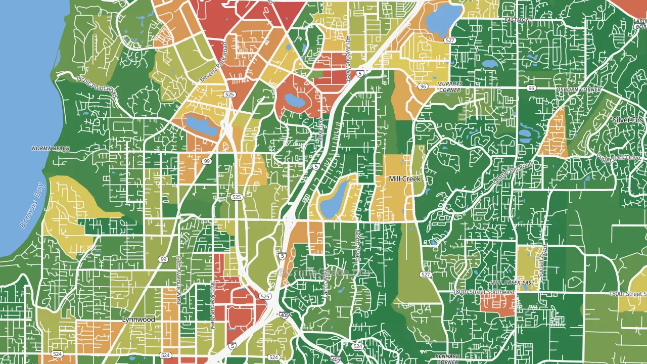 Pinehurst, Everett, WA Map of Burglary Rates