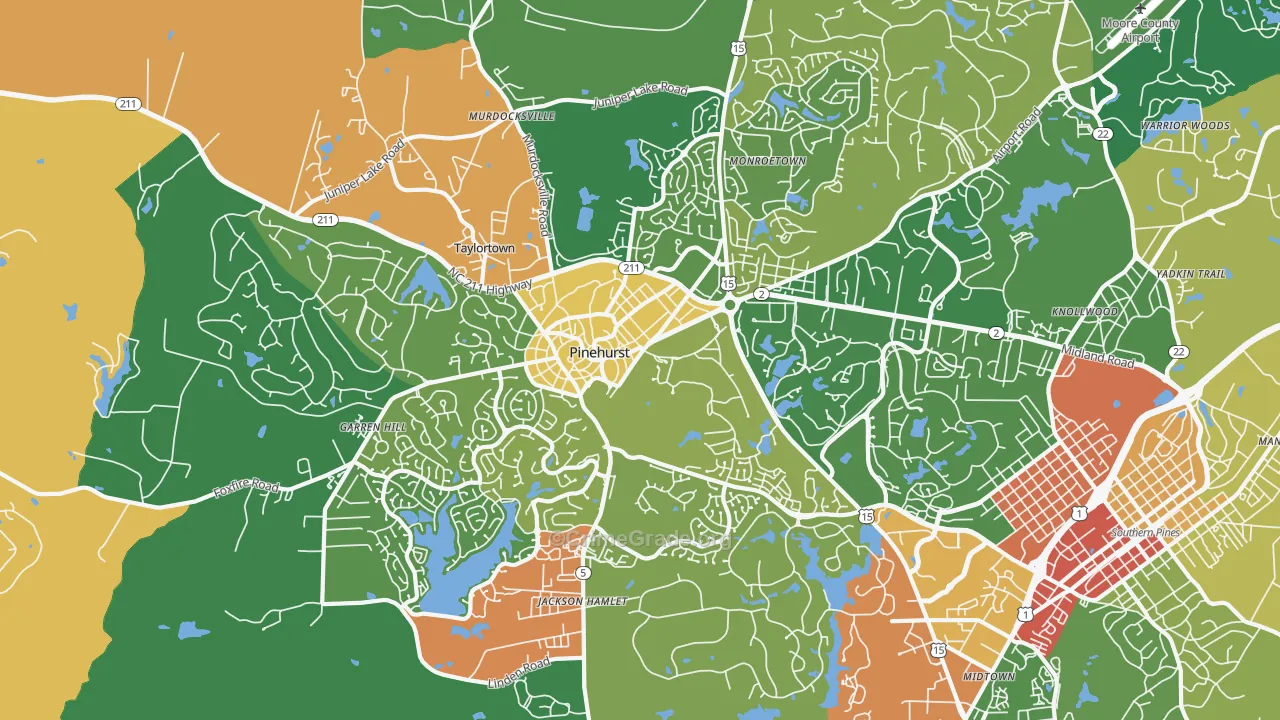 Pinehurst, NC Map of Burglary Rates