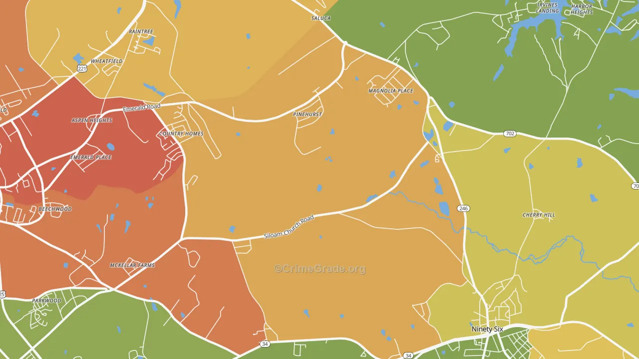 Pinehurst, SC Map of Burglary Rates