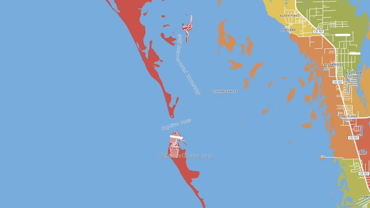 Pineland, FL Map of Burglary Rates