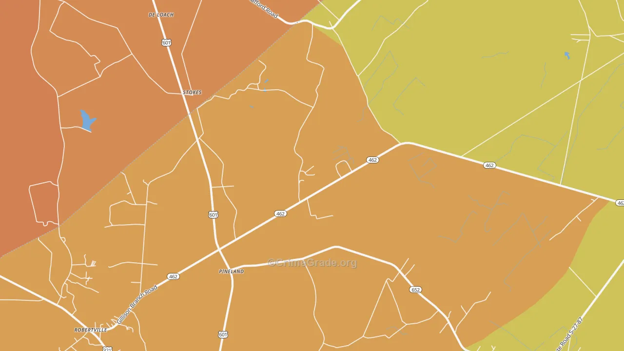Pineland, SC Map of Burglary Rates
