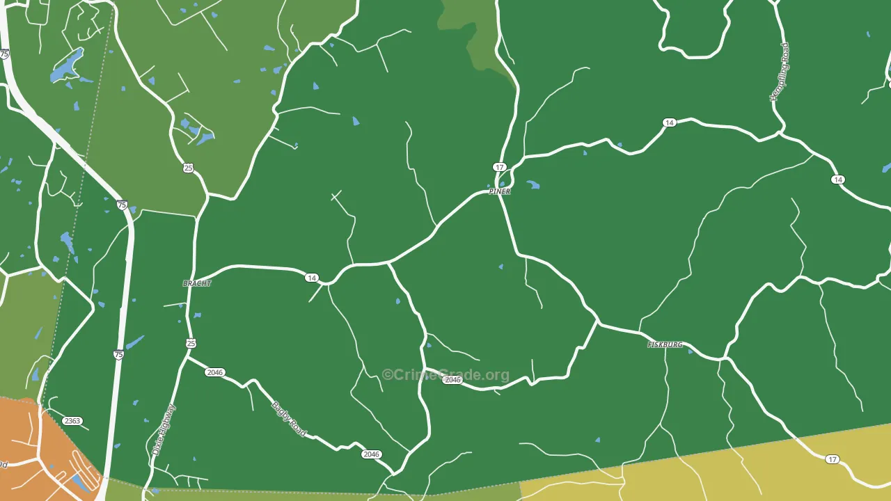 Piner, KY Map of Burglary Rates
