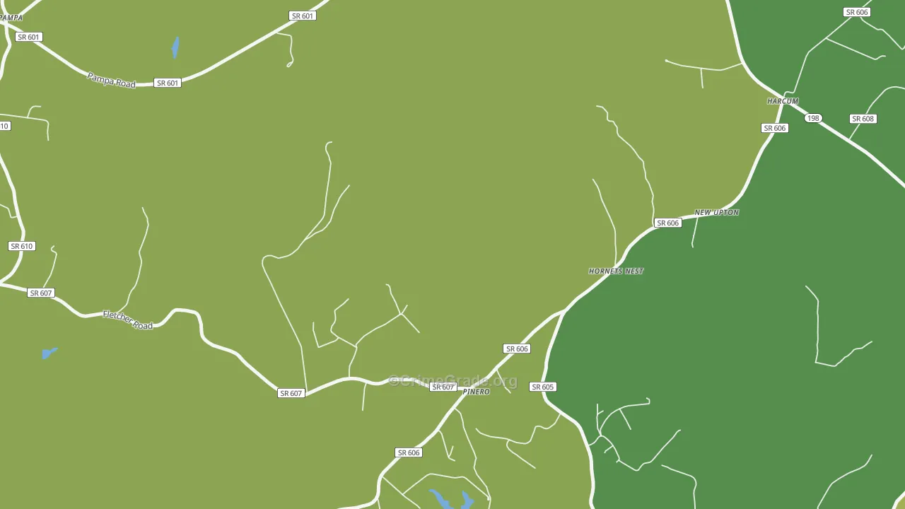 Pinero, VA Map of Burglary Rates