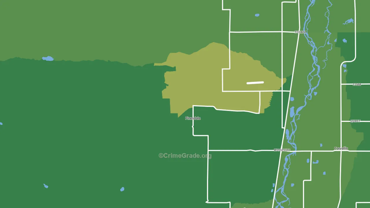 Pinesdale, MT Map of Burglary Rates