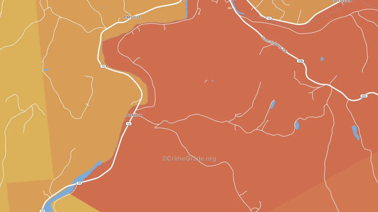 Pinesville, NY Map of Burglary Rates