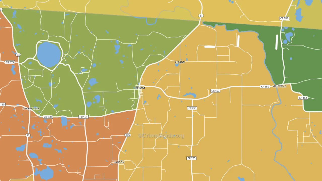 Pinetta, FL Map of Burglary Rates