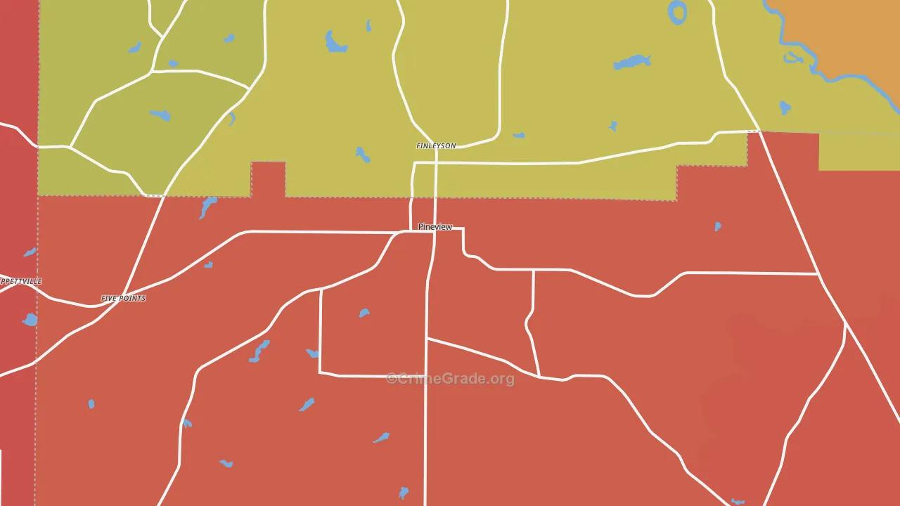 Pineview, GA Map of Burglary Rates