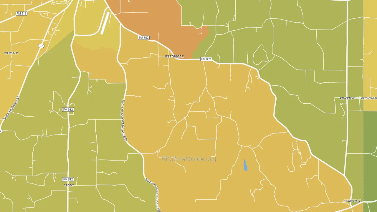 Pineview, TX Map of Burglary Rates