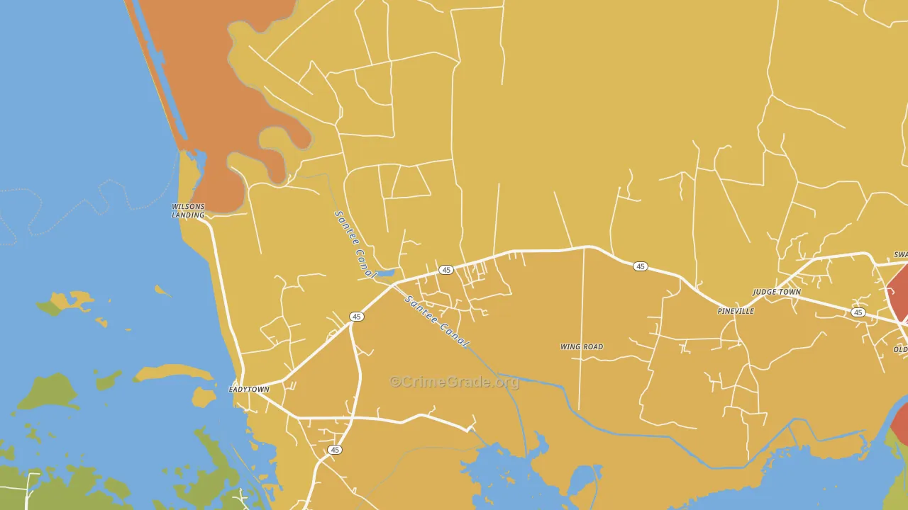 Pineville, SC Map of Burglary Rates