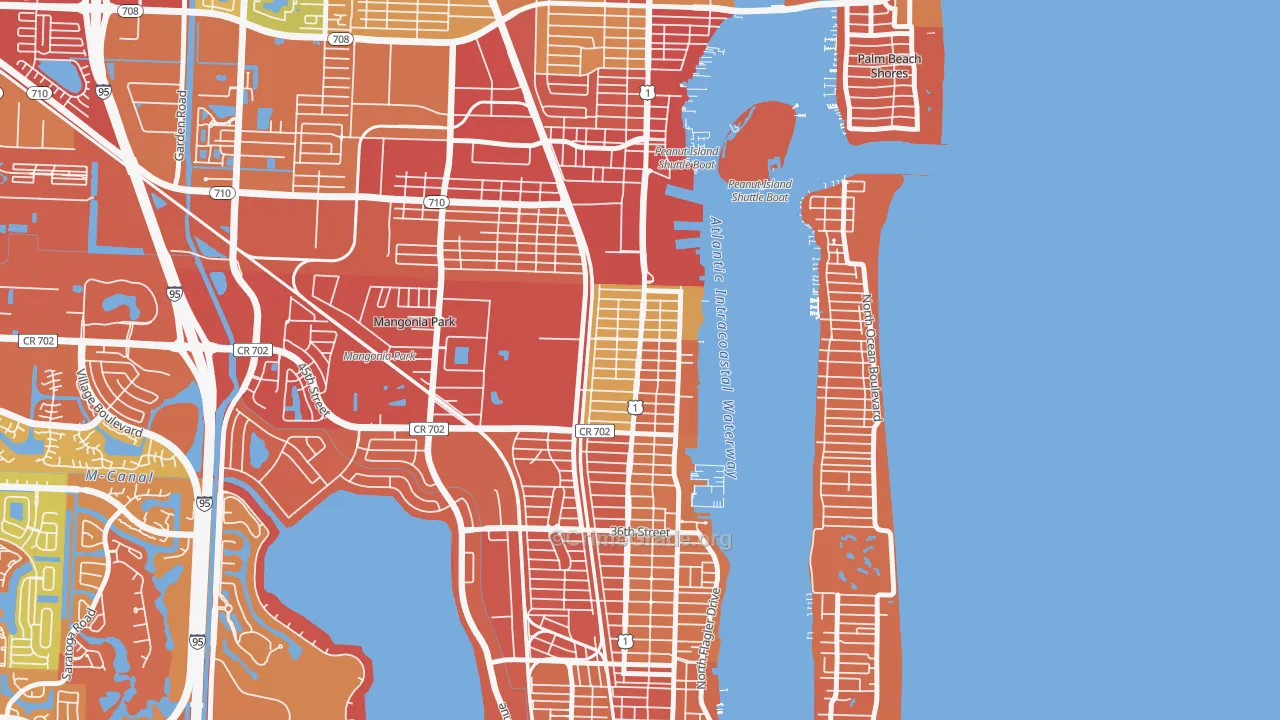 Pinewood-West Palm Beach, West Palm Beach, FL Map of Burglary Rates