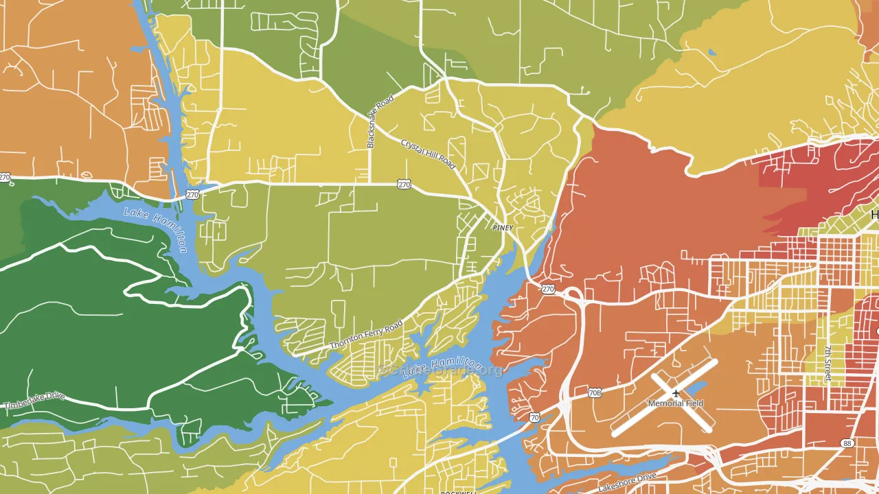 Piney, AR Map of Burglary Rates