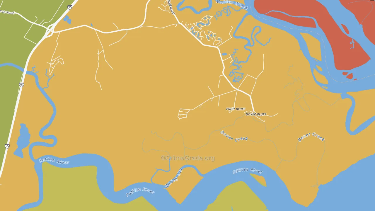 Piney Bluff, GA Map of Burglary Rates