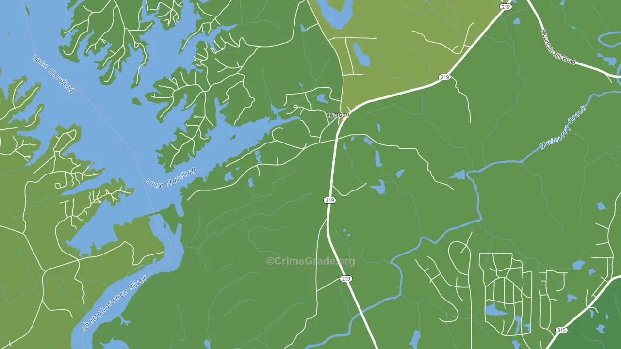 Piney Grove, GA Map of Burglary Rates