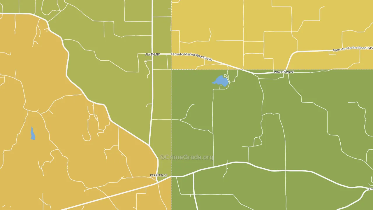 Piney Grove, TX Map of Burglary Rates