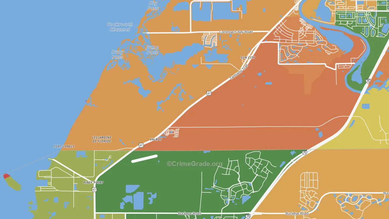 Piney Point, FL Map of Burglary Rates