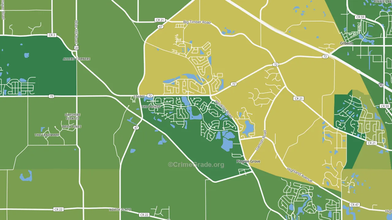 Pingree Grove, IL Map of Burglary Rates