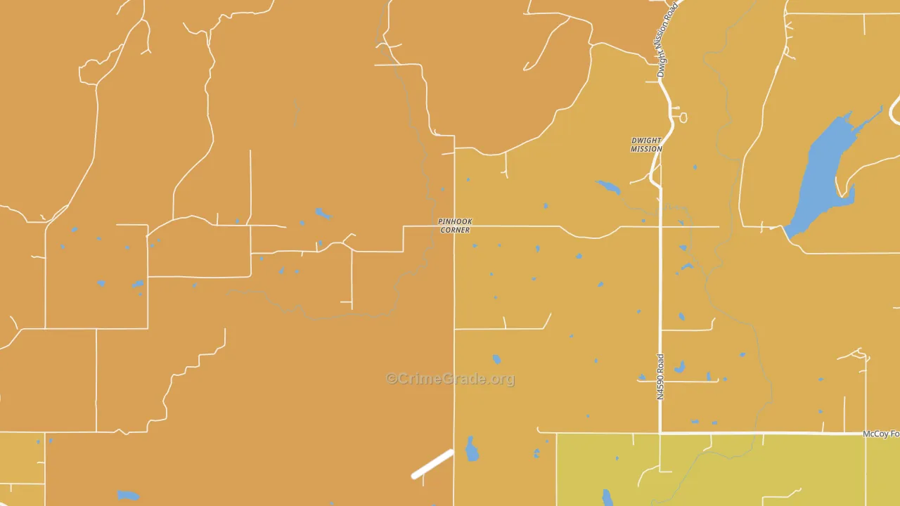 Pinhook Corner, OK Map of Burglary Rates