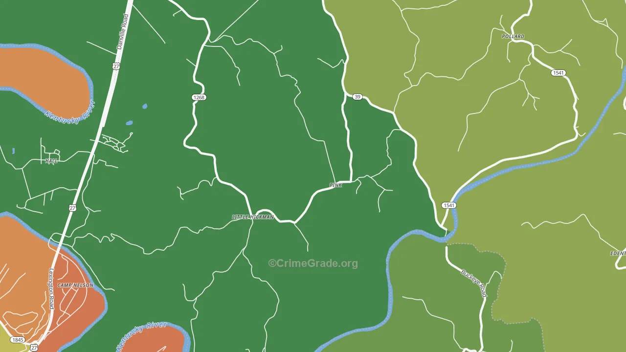Pink, KY Map of Burglary Rates