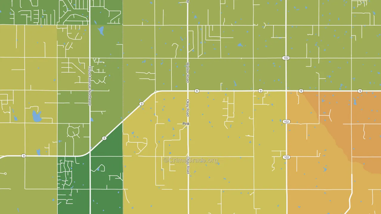 Pink, OK Map of Burglary Rates