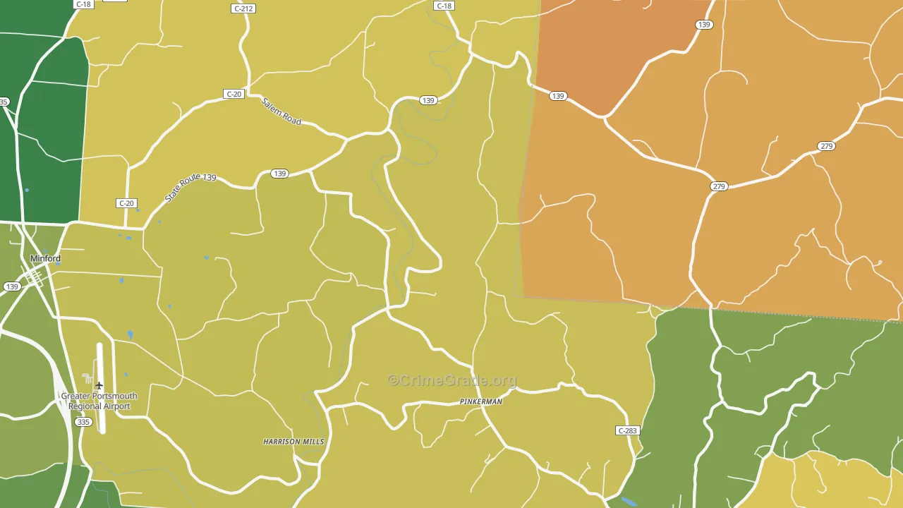 Pinkerman, OH Map of Burglary Rates