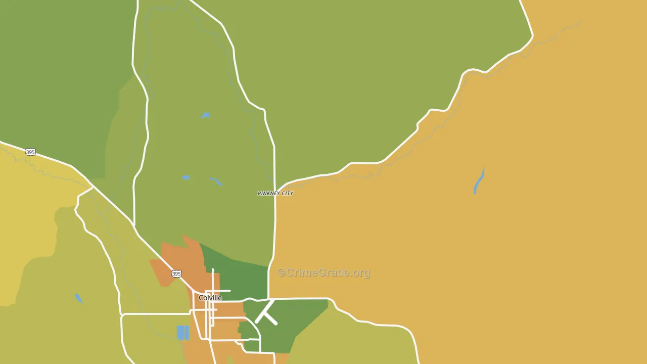 Pinkney City, WA Map of Burglary Rates
