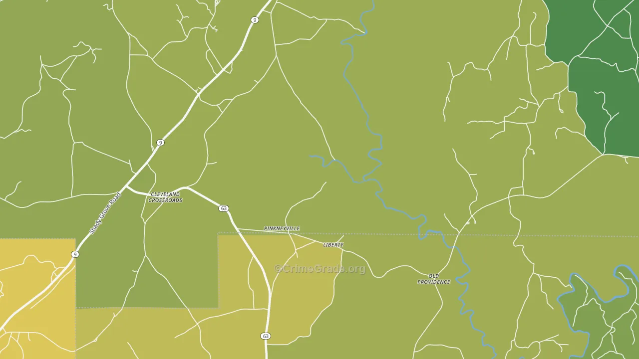 Pinkneyville, AL Map of Burglary Rates