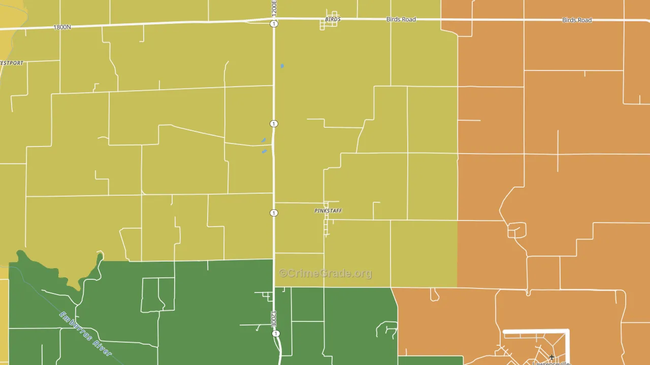 Pinkstaff, IL Map of Burglary Rates
