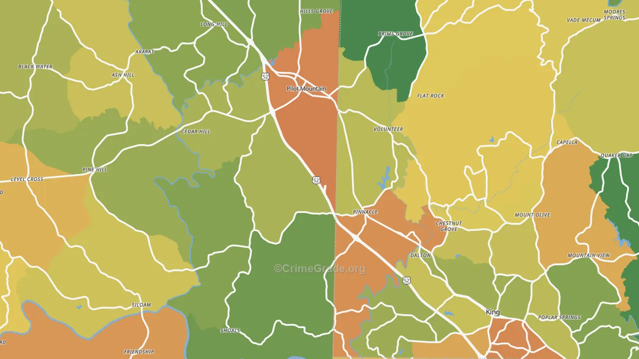 Pinnacle, NC Map of Burglary Rates