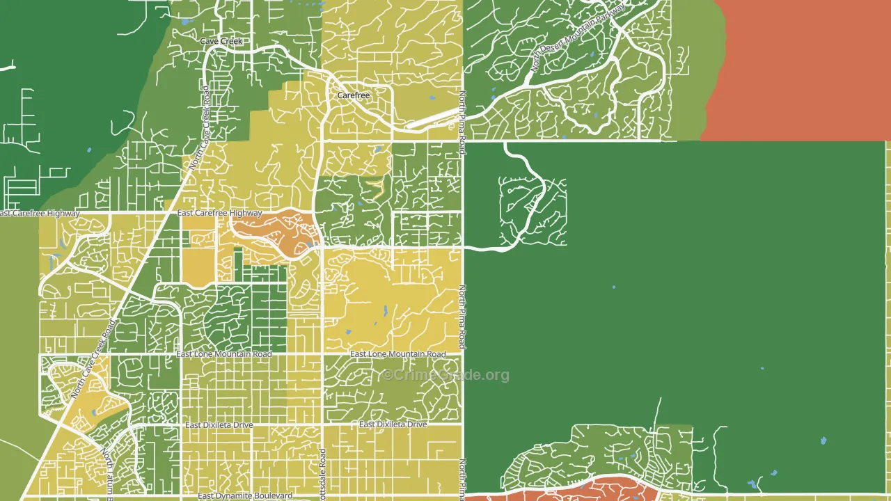 Pinnacle Peak, Scottsdale, AZ Map of Burglary Rates