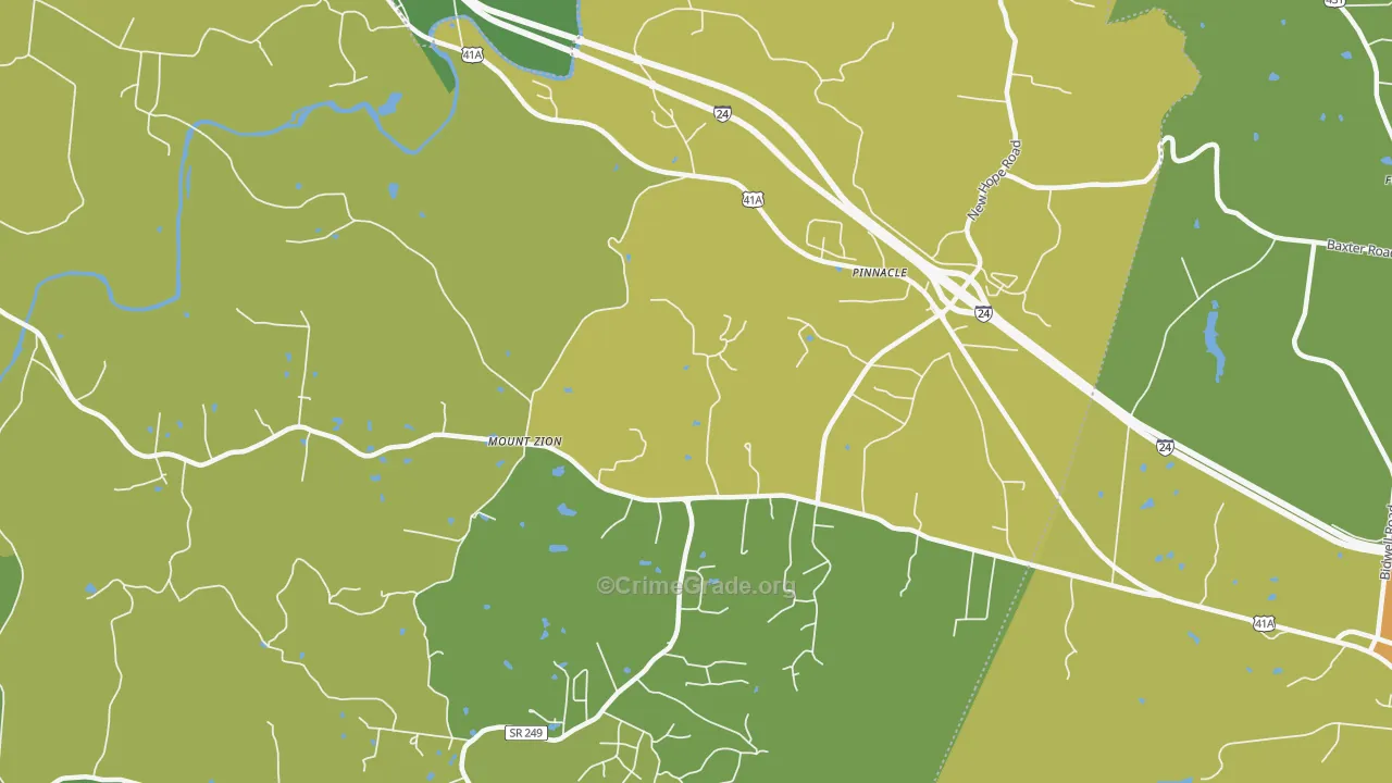 Pinnacle, TN Map of Burglary Rates