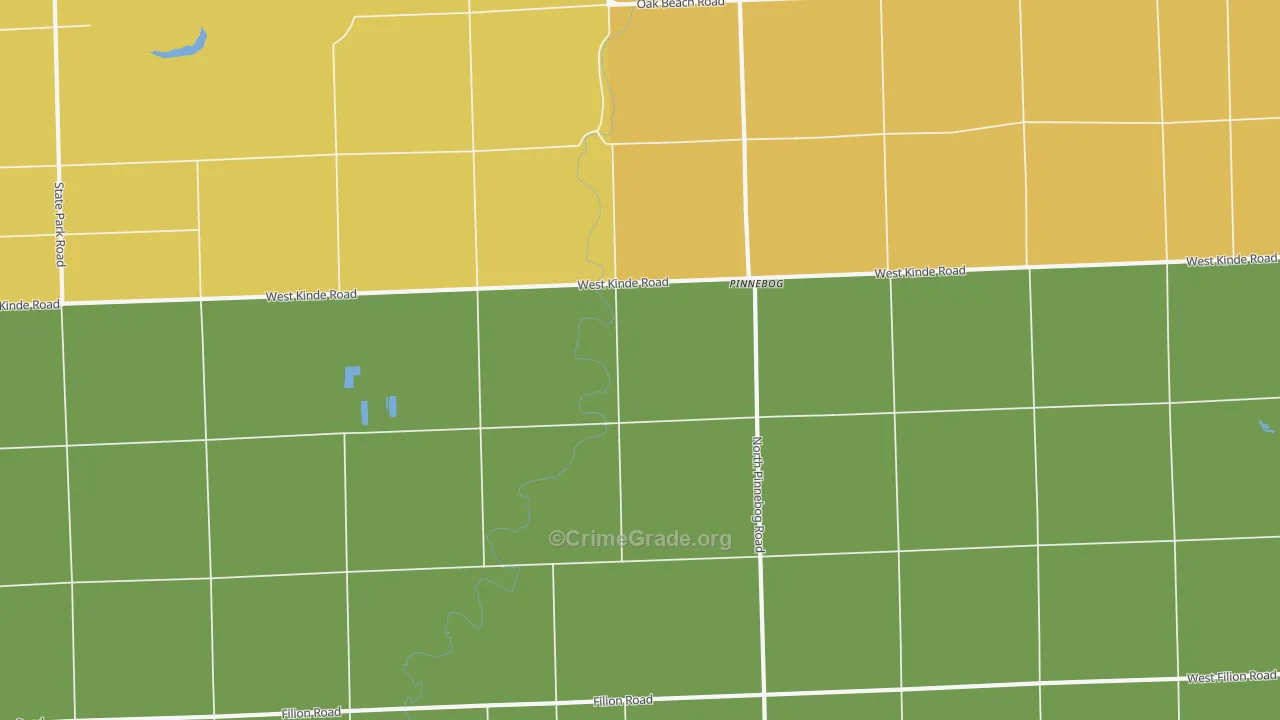 Pinnebog, MI Map of Burglary Rates