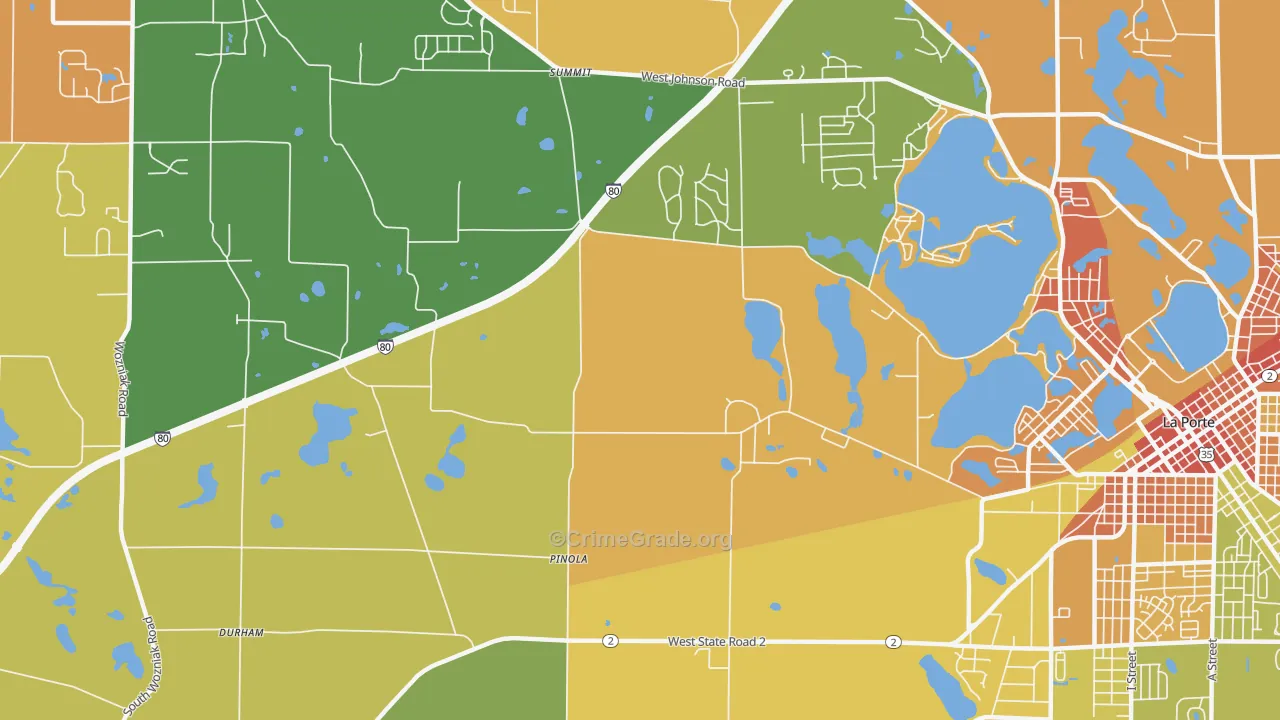Pinola, IN Map of Burglary Rates
