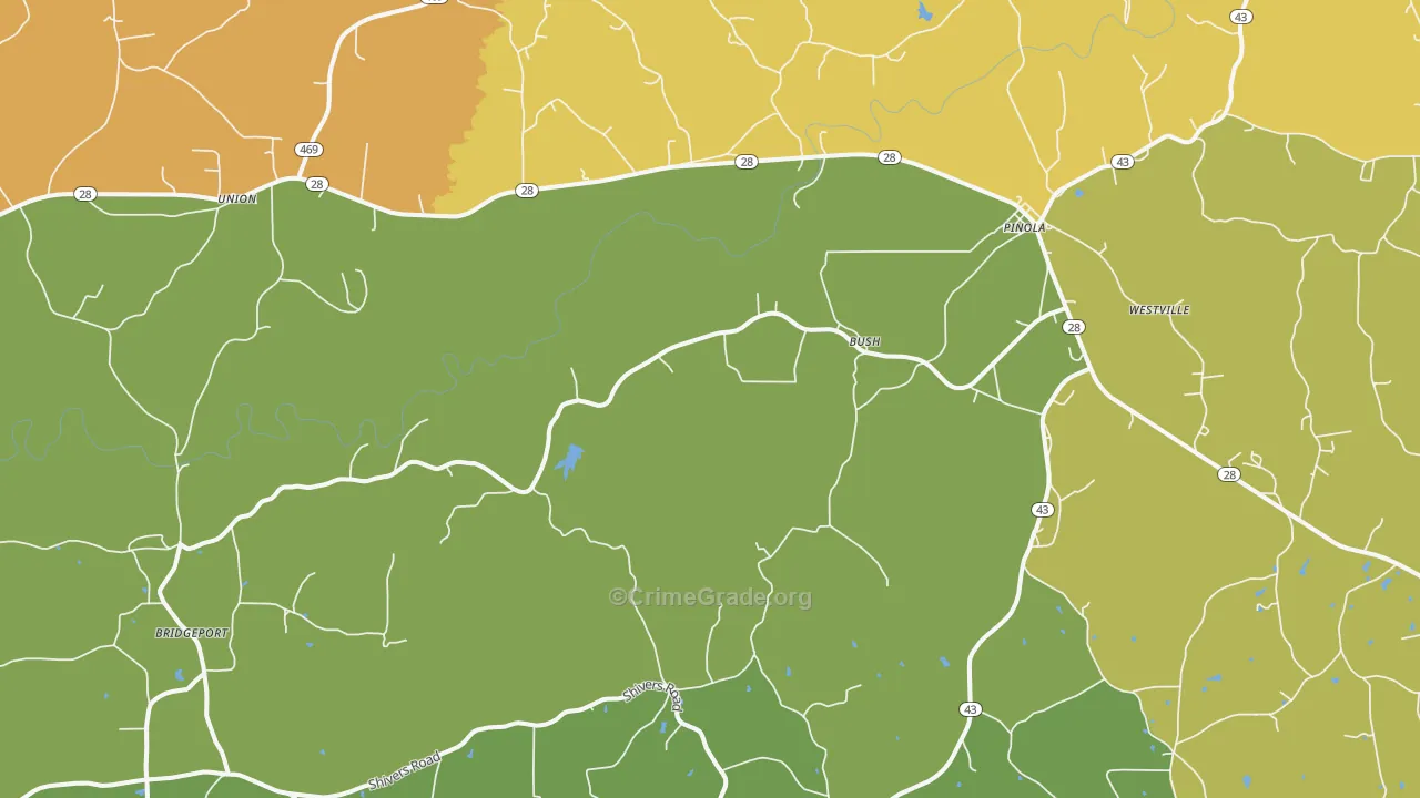 Pinola, MS Map of Burglary Rates