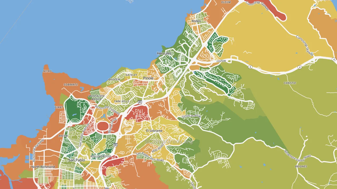 Pinole, CA Map of Burglary Rates