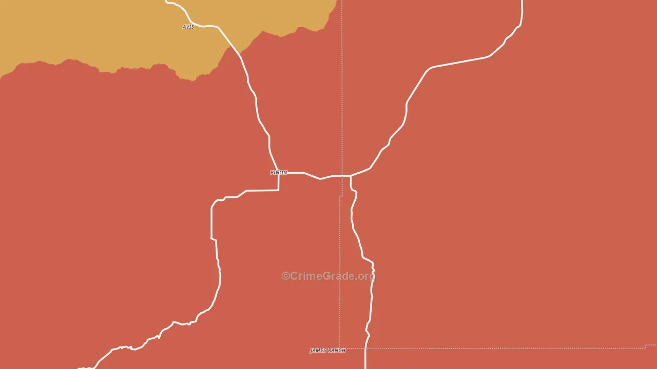 Pinon, NM Map of Burglary Rates