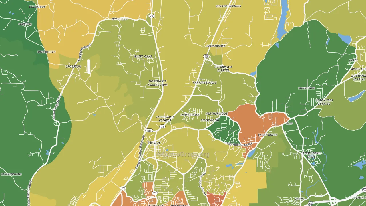 Pinson, AL Map of Burglary Rates