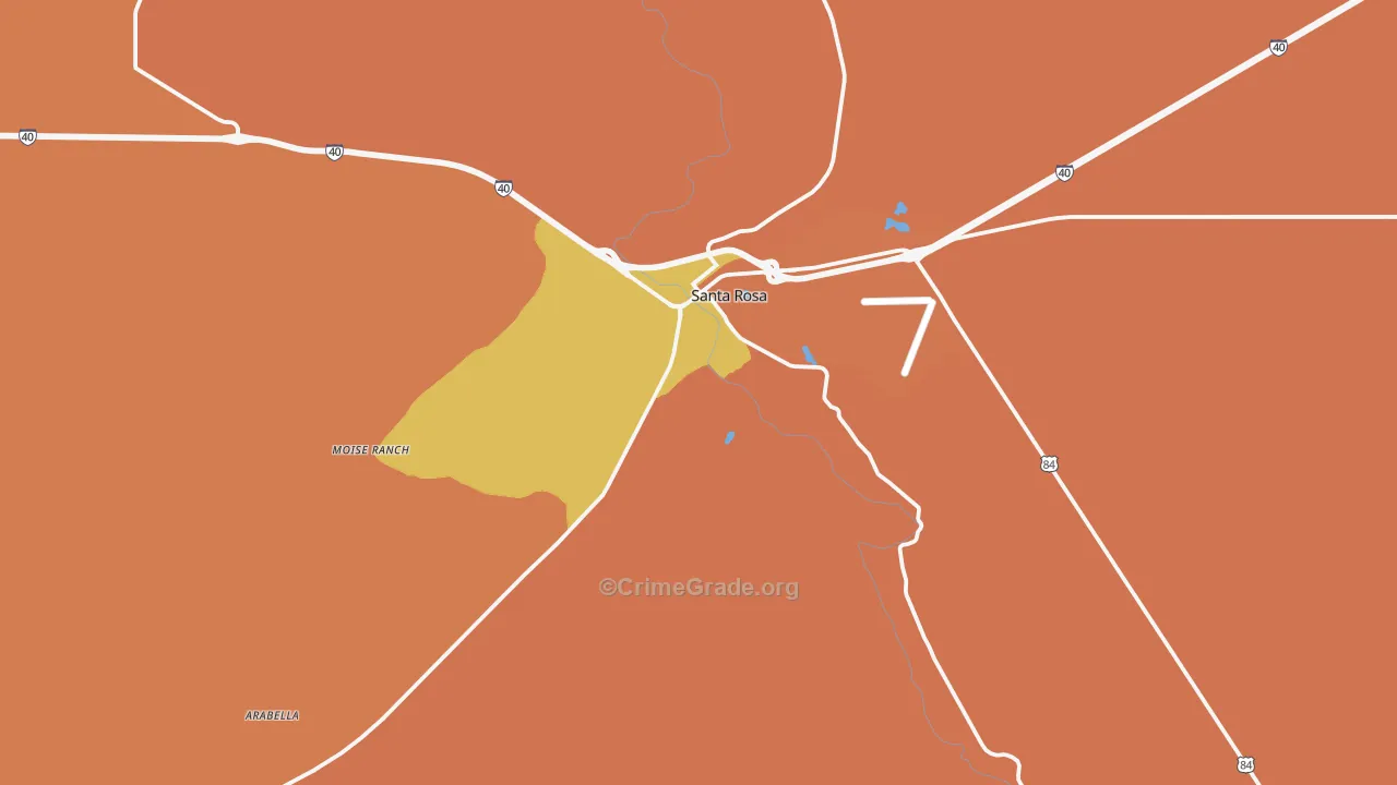Pintada, NM Map of Burglary Rates