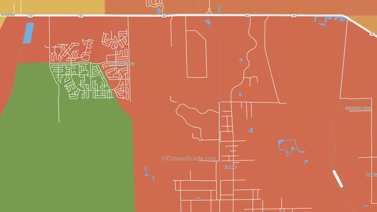 Pioneer, FL Map of Burglary Rates