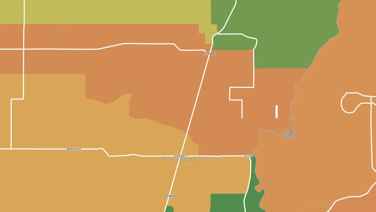 Pioneer, LA Map of Burglary Rates