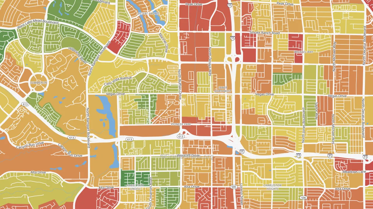 Pioneer Park, Las Vegas, NV Map of Burglary Rates