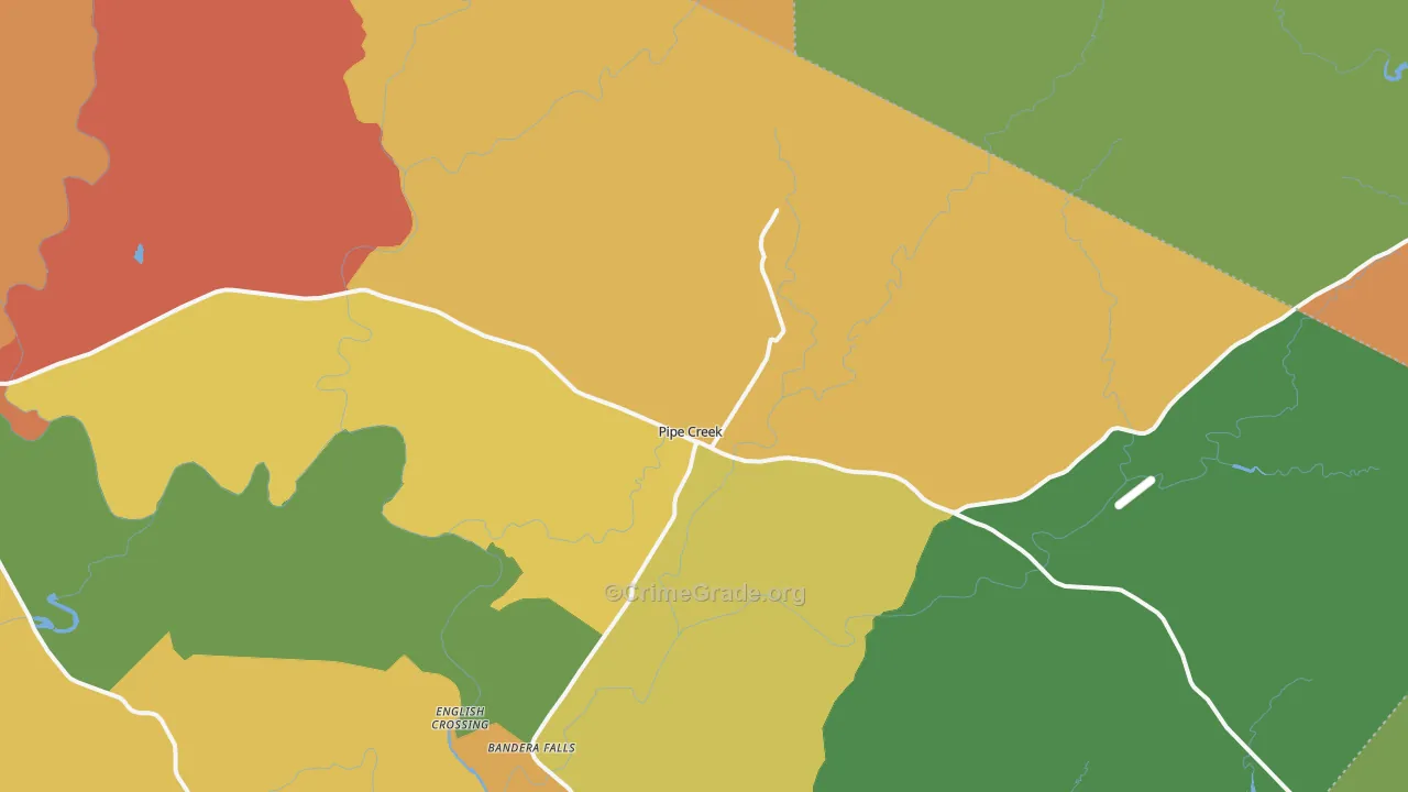 Pipe Creek, TX Map of Burglary Rates