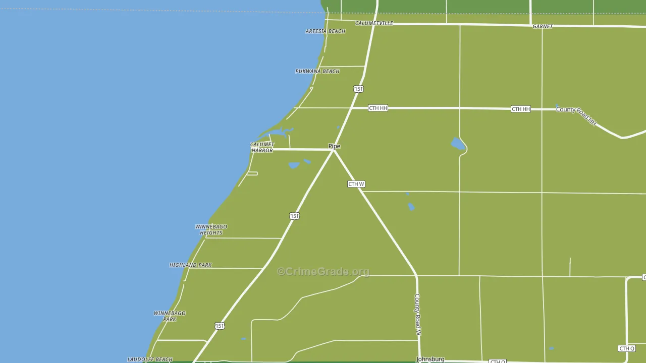 Pipe, WI Map of Burglary Rates