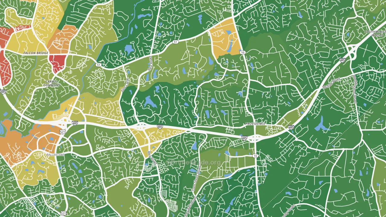 Piper Glen Estates, Charlotte, NC Map of Burglary Rates