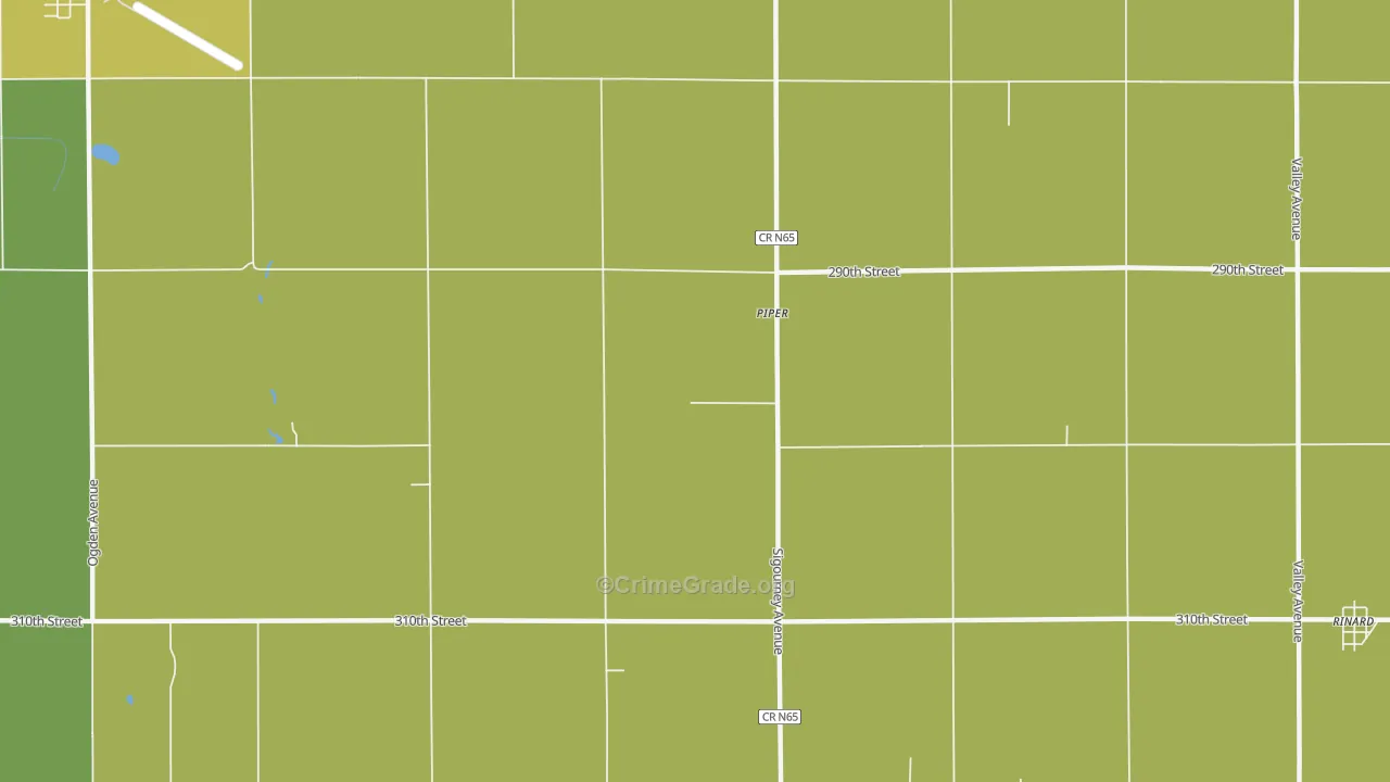 Piper, IA Map of Burglary Rates