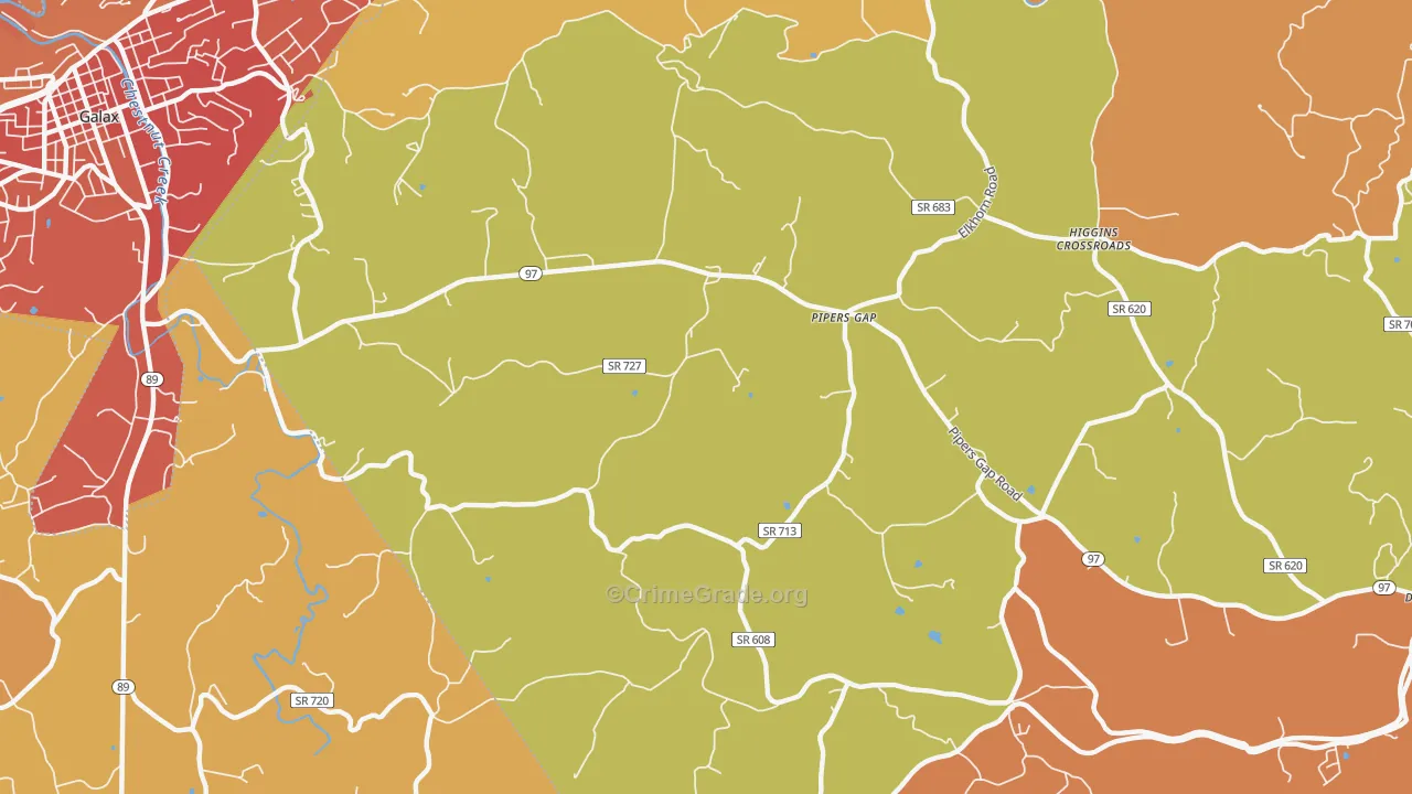 Pipers Gap, VA Map of Burglary Rates
