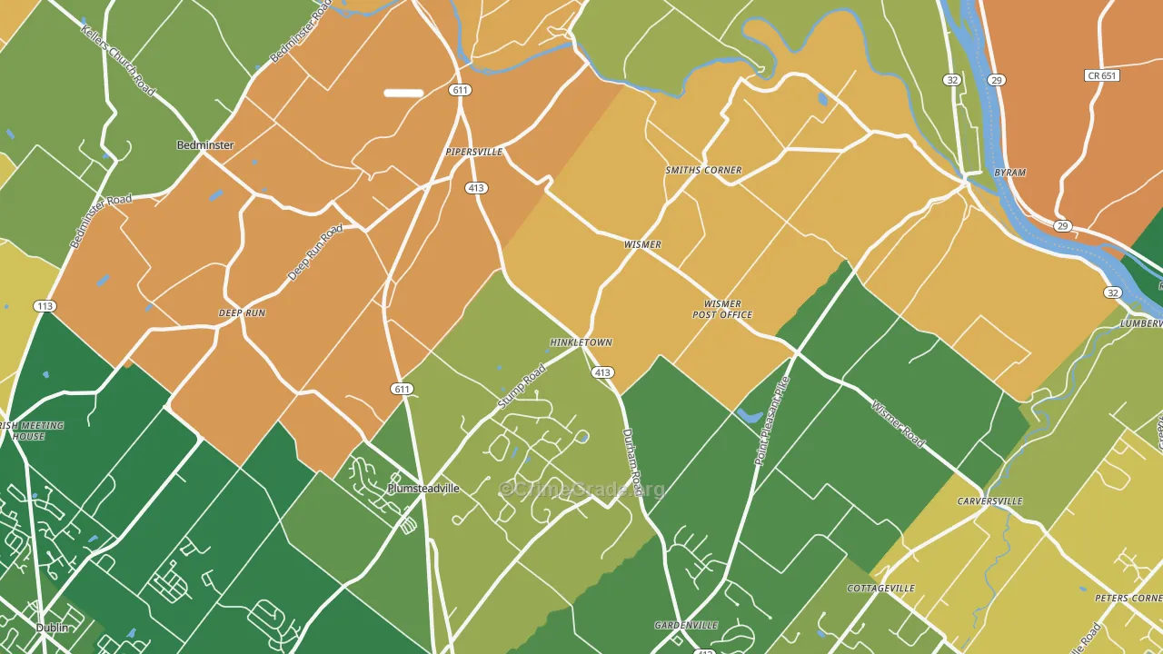 Pipersville, PA Map of Burglary Rates