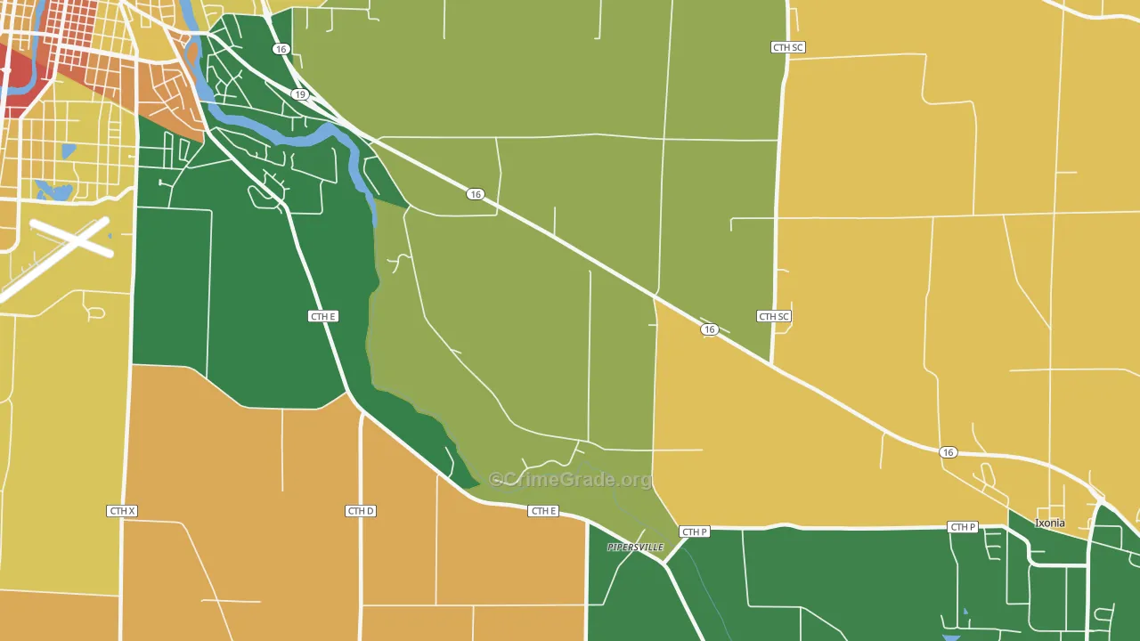 Pipersville, WI Map of Burglary Rates