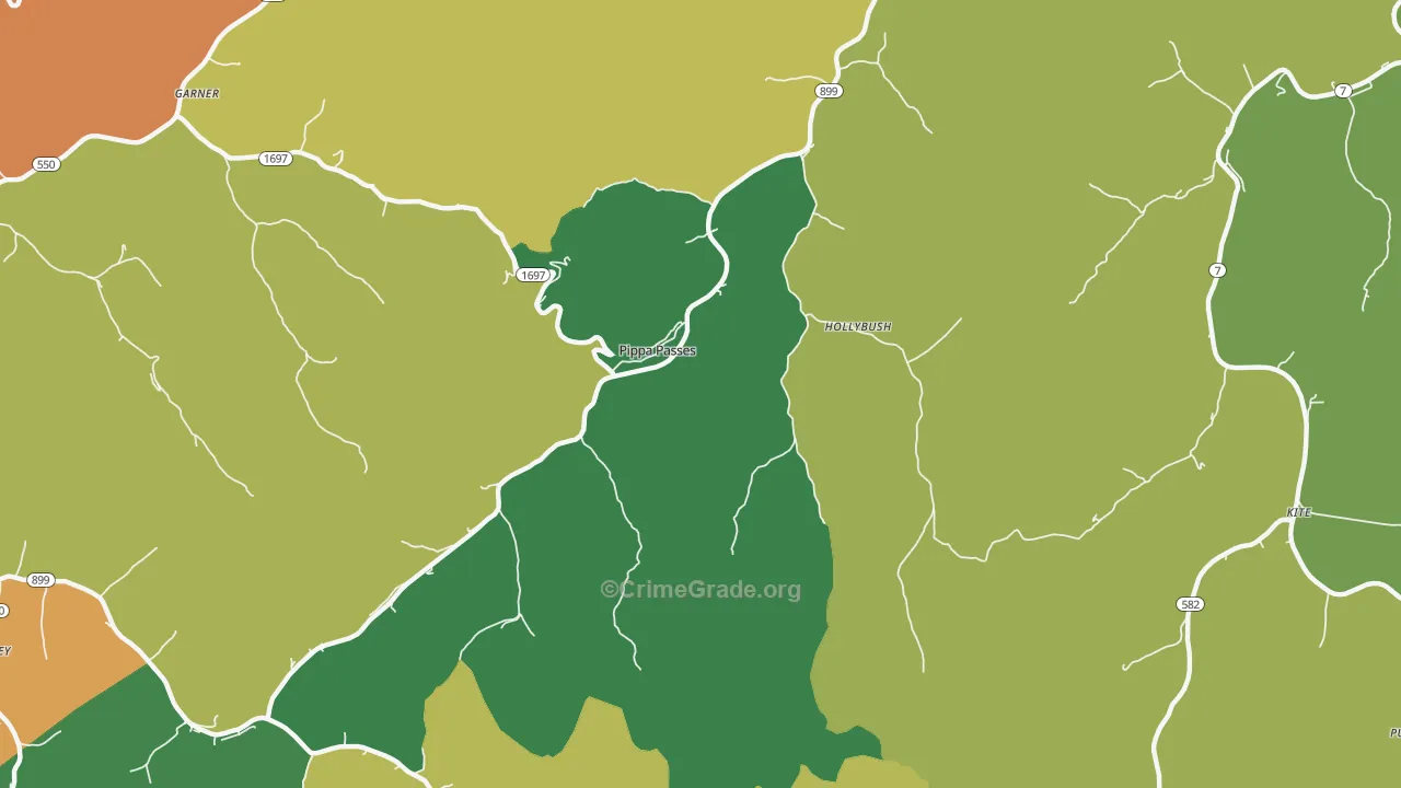 Pippa Passes, KY Map of Burglary Rates